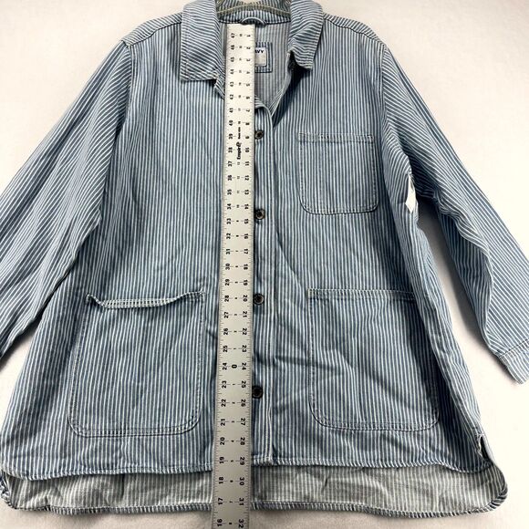 Old Navy Button Front Jean Jacket White/Blue Stripes Ladies Size‎ 2X NEW - Picture 11 of 11